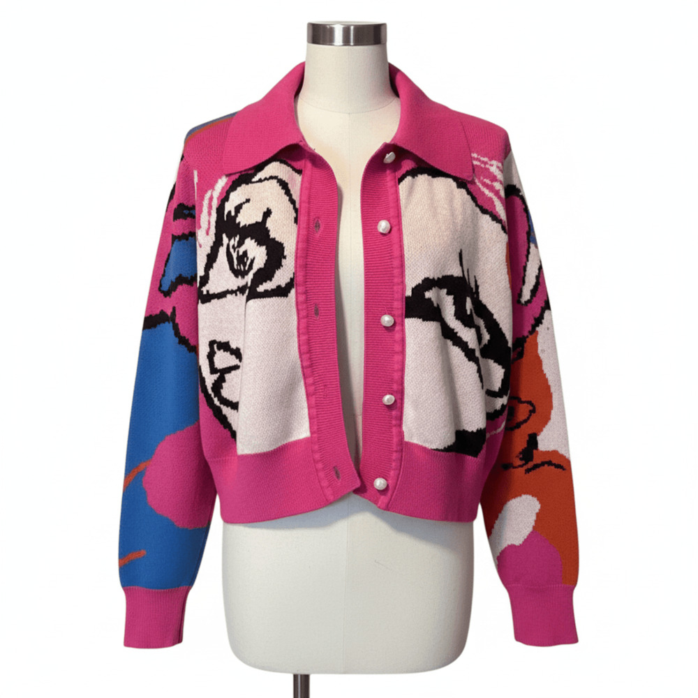 Abstract Face Cardigan